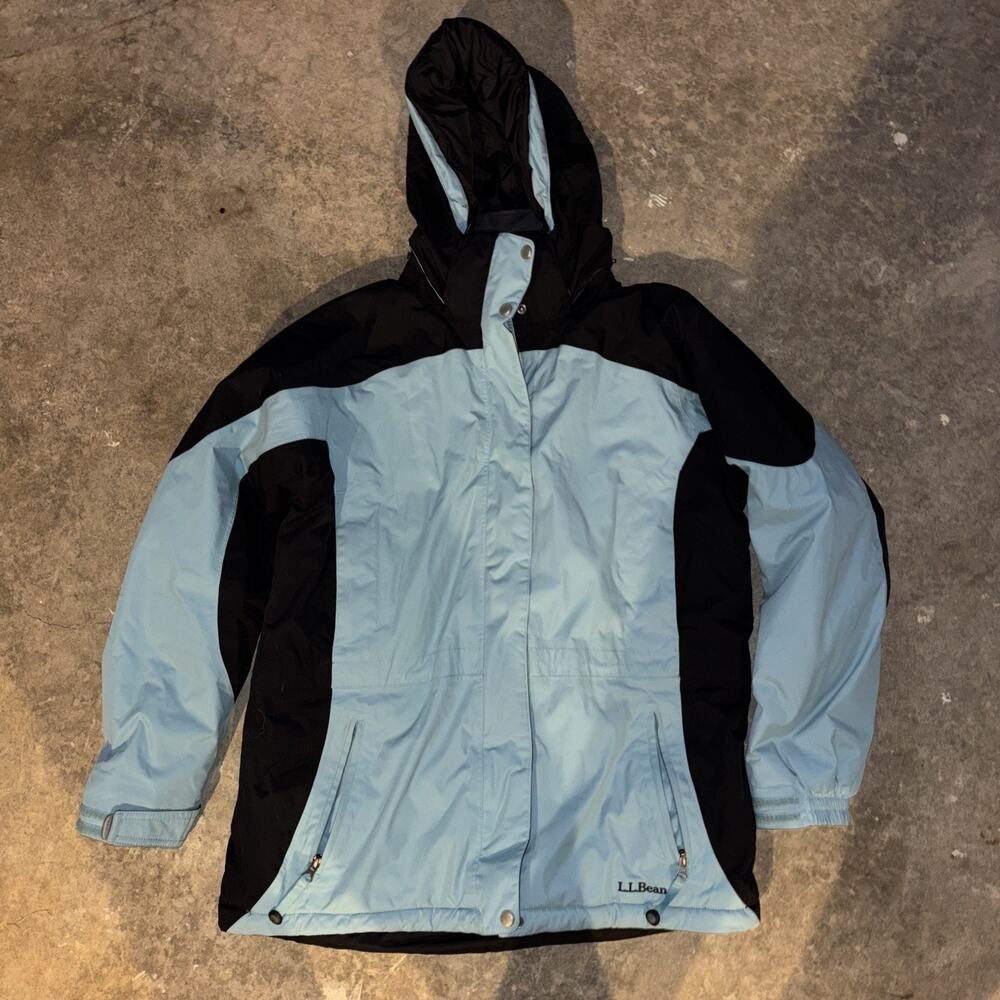 LL Bean 3 in 1 Womens Medium Blue Full Zip Hooded Jacket